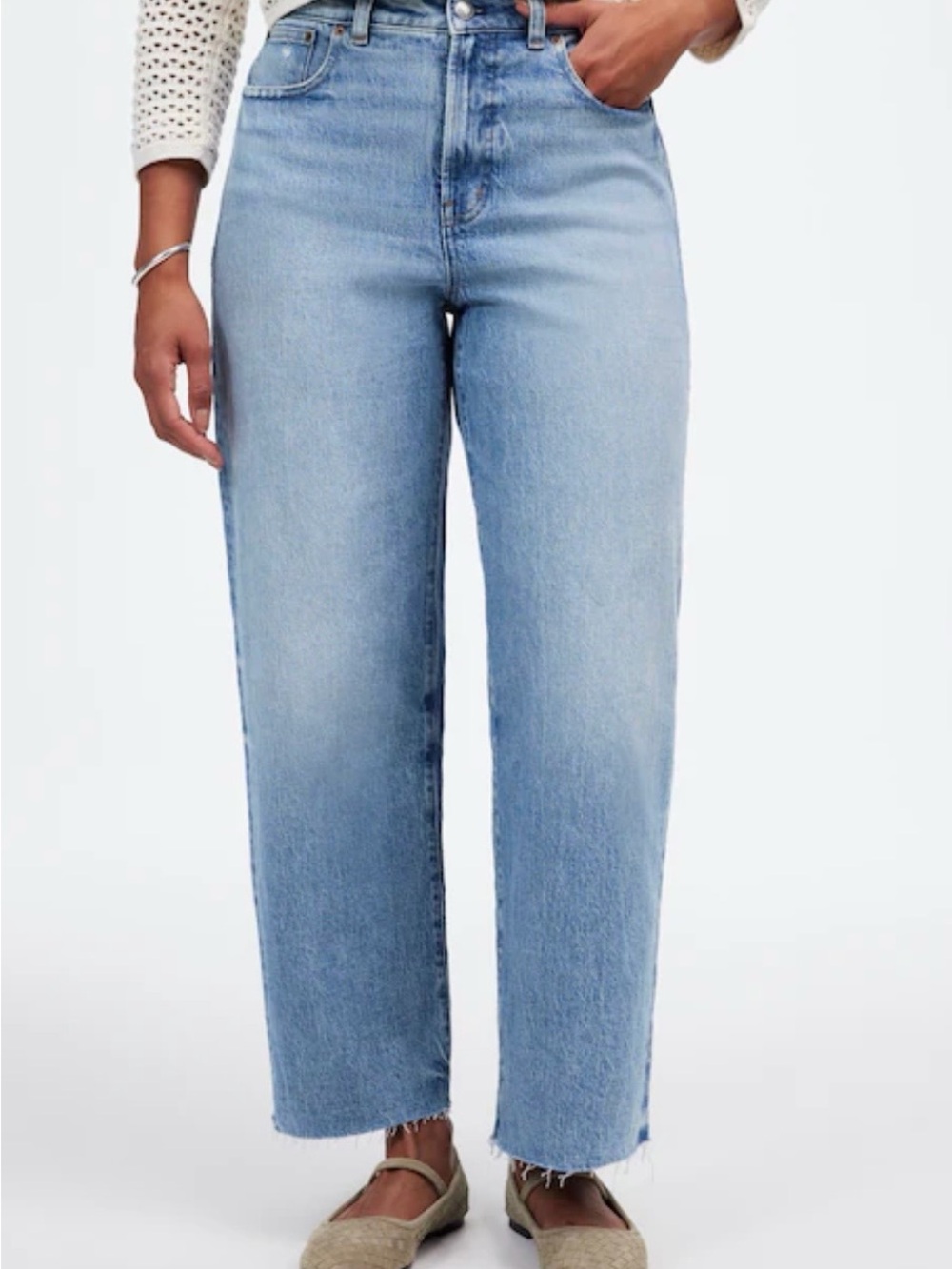 Madewell Light Blue Wide-Leg. Curvy perfect vintage wide-leg raw hem jeans.26NWT